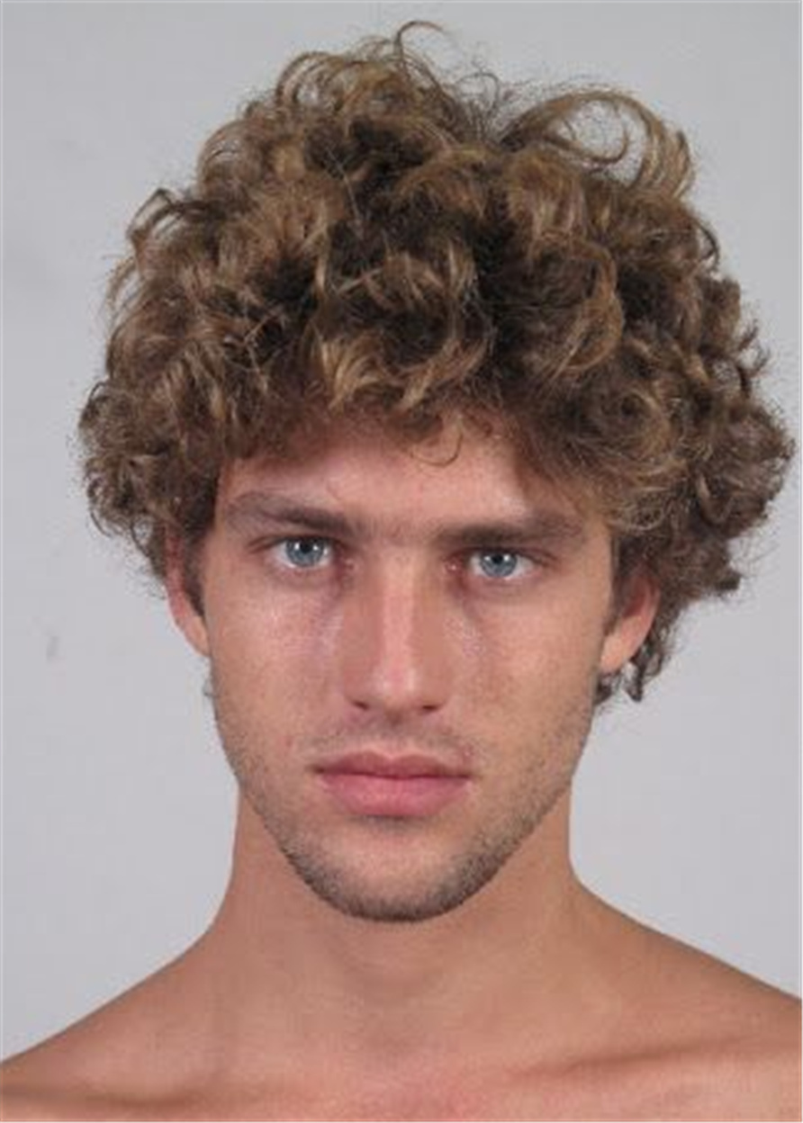 Short Curly Cut Human Hair Full Lace Men's Wig
