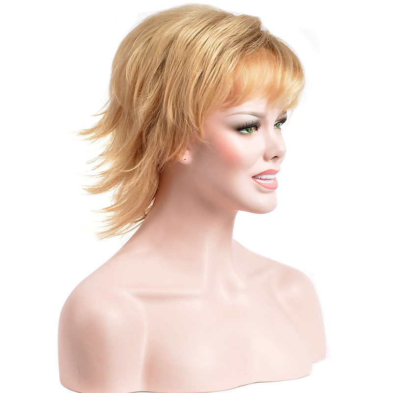 Jane Fonda Short Natrual Straight Layered Synthetic Hair Capless Wigs 8 Inches