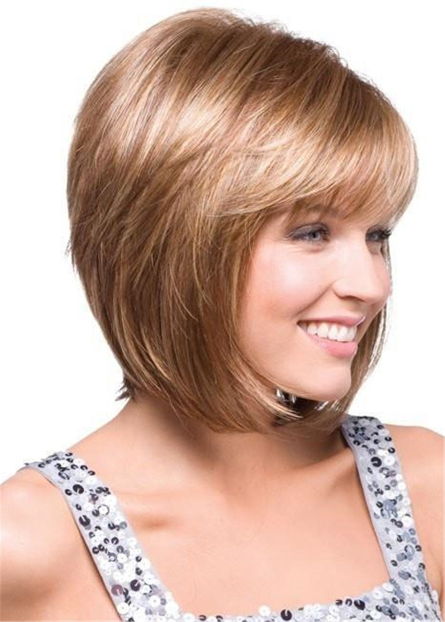 Short Straight Bob Hairstyle Side Parted Synthetic Hair Capless Wigs 10 Inches