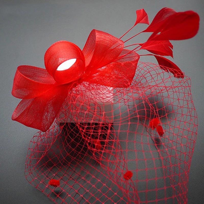 Wedding Party Romantic Style Women's Handmade Feather Bowknot Birdcage Veil Hair Accessories