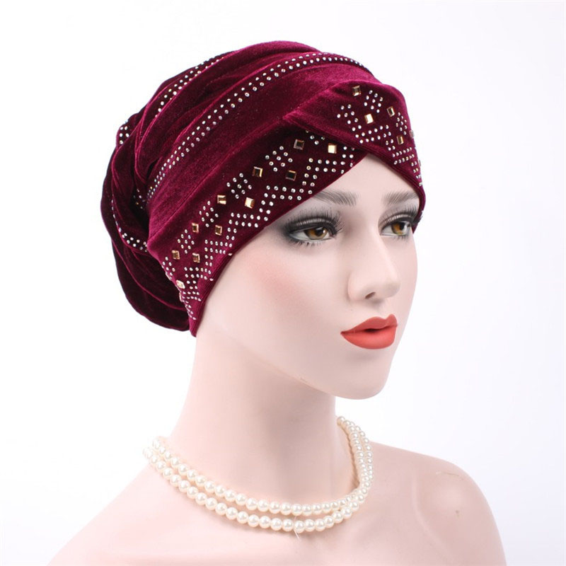 Pure Color Twist Rhinestone Women Turban
