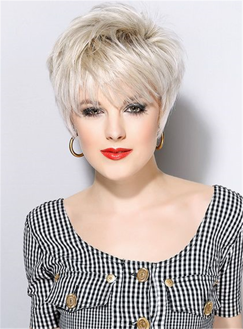 Short Straight Boy Cut Synthetic Hair Capless Wigs 8 Inches