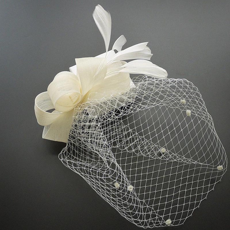 Wedding Party Romantic Style Women's Handmade Feather Bowknot Birdcage Veil Hair Accessories
