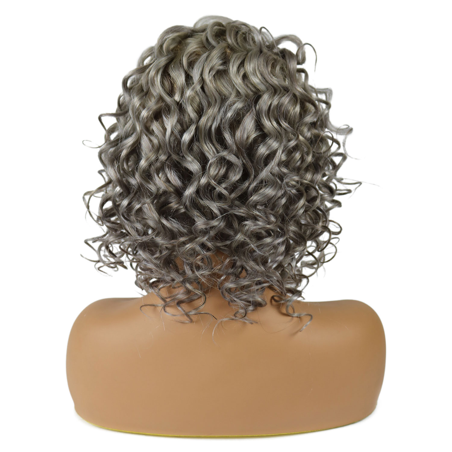 Salt and Pepper Hair Medium Length Human Hair Lace Front Curly Wigs 18 ...