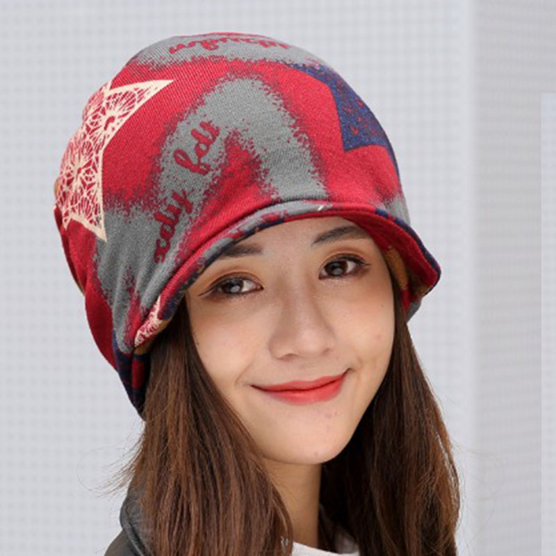 Women's Short Brim Autumn Printing Cap