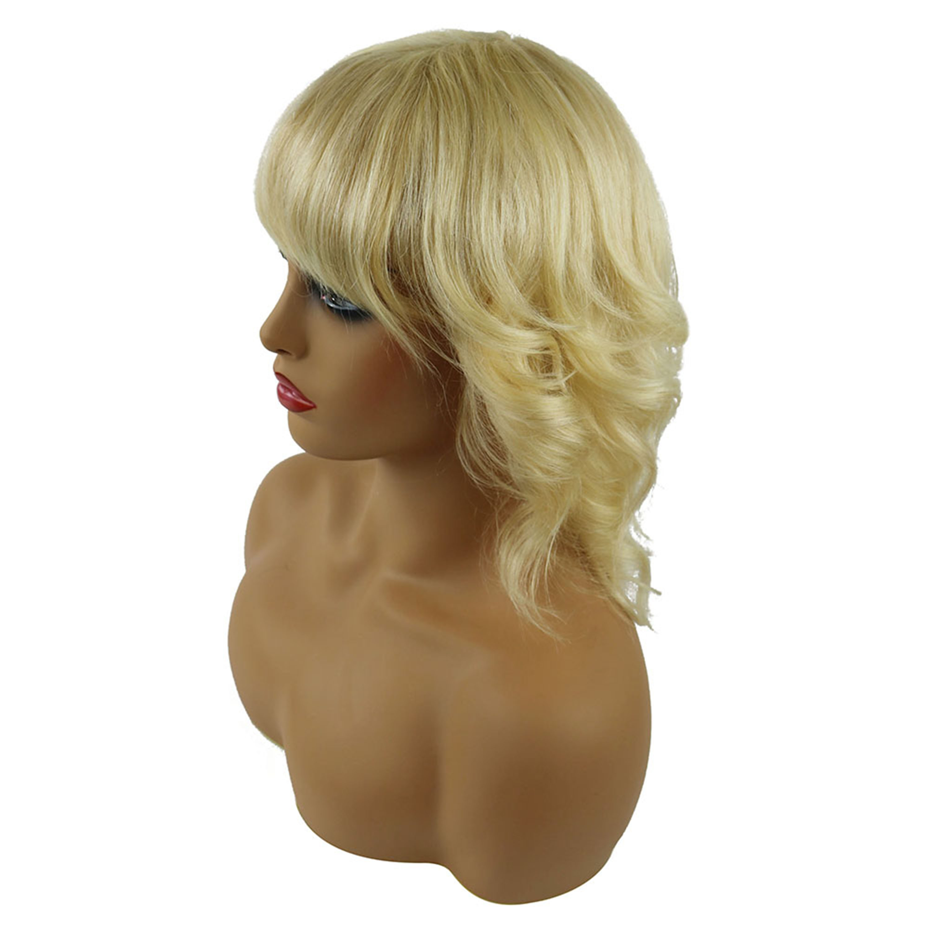 Hot Loyered Loose Wave Human Hairstyle Capless Women Wig 12 Inches