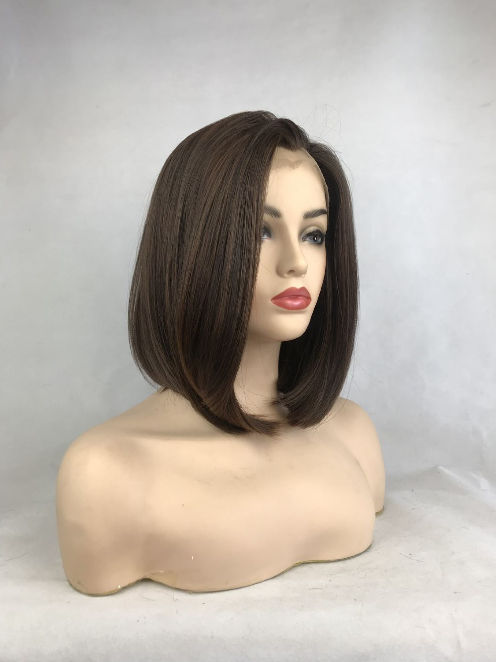 Medium Bob Hairstyle Hair Straight Lace Front Wig 14 Inches