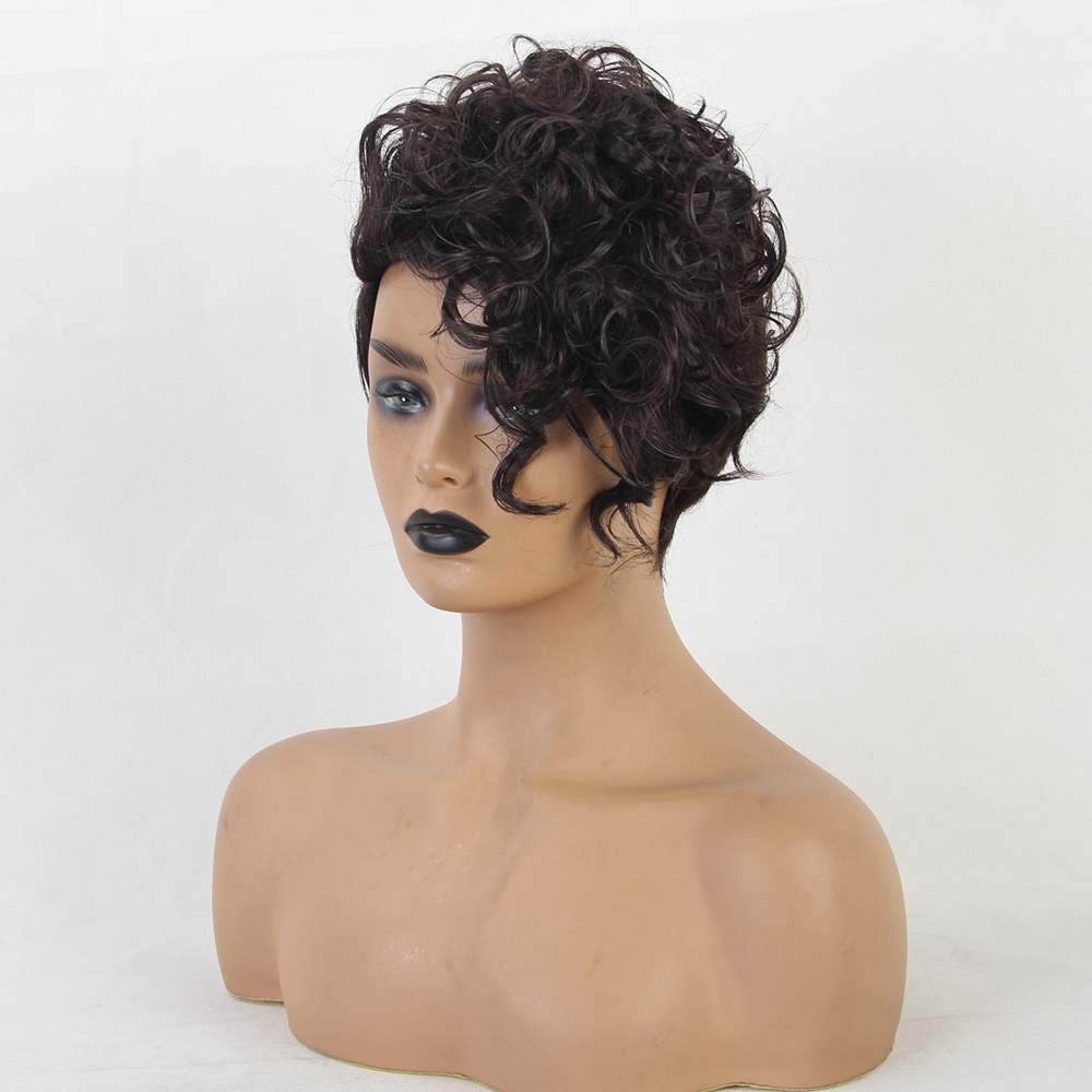 African American Wigs Boy Cut Synthetic Hair Women Wig 8 Inches