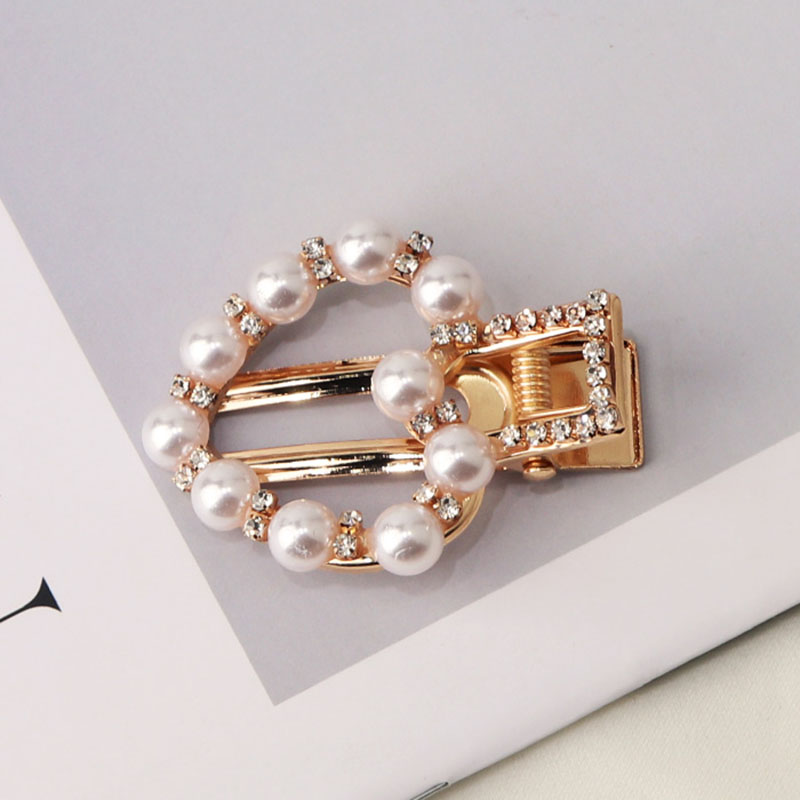 Women's Korean Style Pearl Inlaid Technic Barrette Hair Accessories For Prom Wedding Party Gift