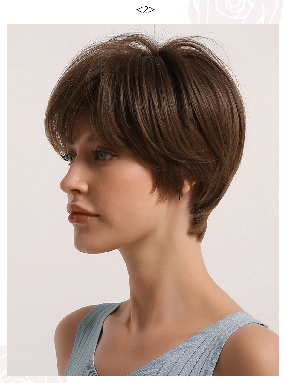 Boy Cut Hairstyle Short Synthetic Hair Natural Straight Women Wig 10 Inches