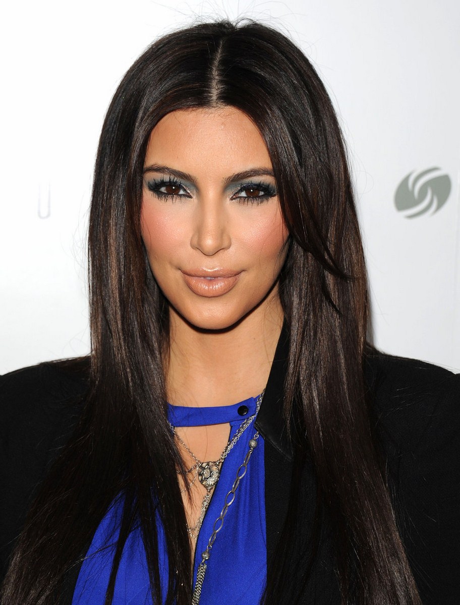 Kim Kardashian Long Silky Straight Middle Parting Human Hair Wigs 20 Inches