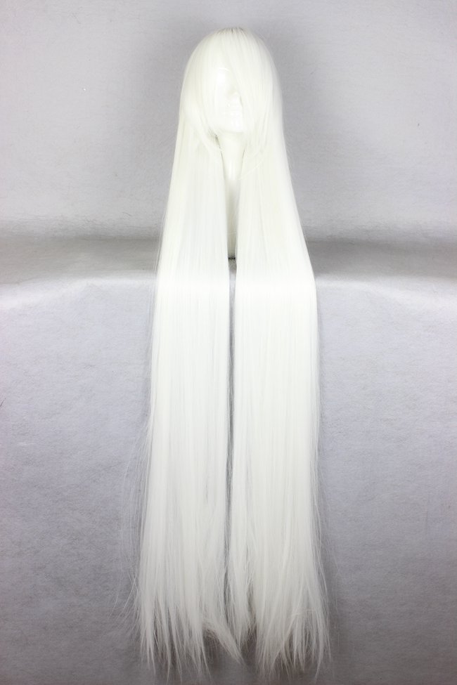 Japanese Chobits Series Long Straight White Color Cosplay Wigs 59 Inches