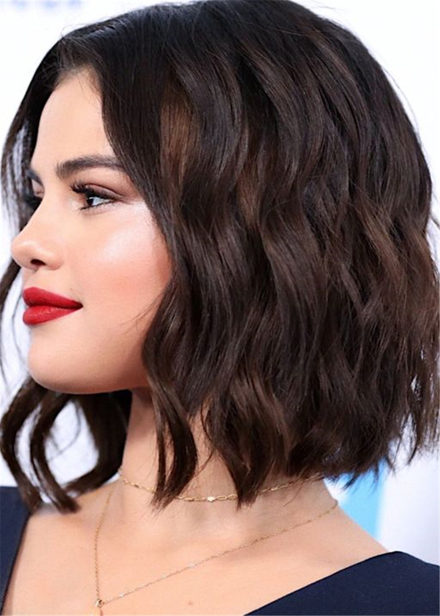 Selena Gomez Hairstyle Medium Bob Synthetic Hair Lace Front Wig
