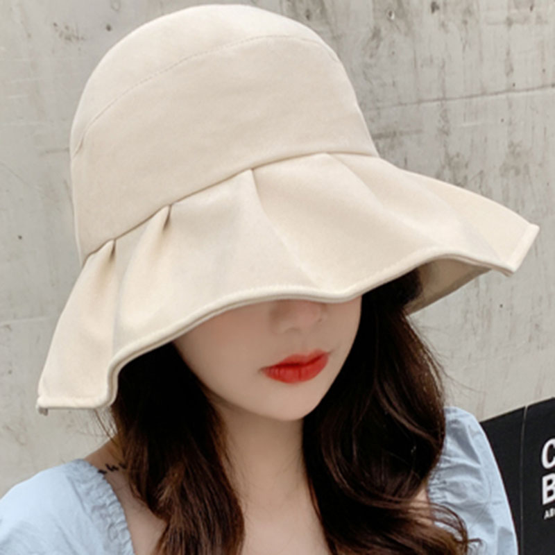 Women's Summer Casual Style Bowknot Plain Pattern Wide Brim Dome Crown Bucket Hats