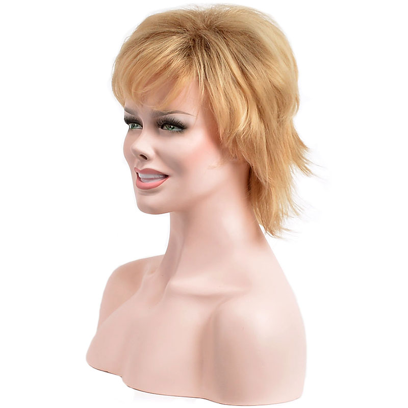 Jane Fonda Short Natrual Straight Layered Synthetic Hair Capless Wigs 8 Inches