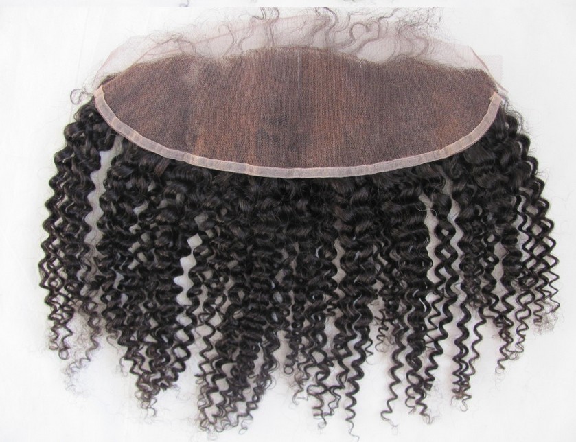 Natural Black Kinky Curly 100% Human Hair 13*2 Inches Lace Frontal Closure