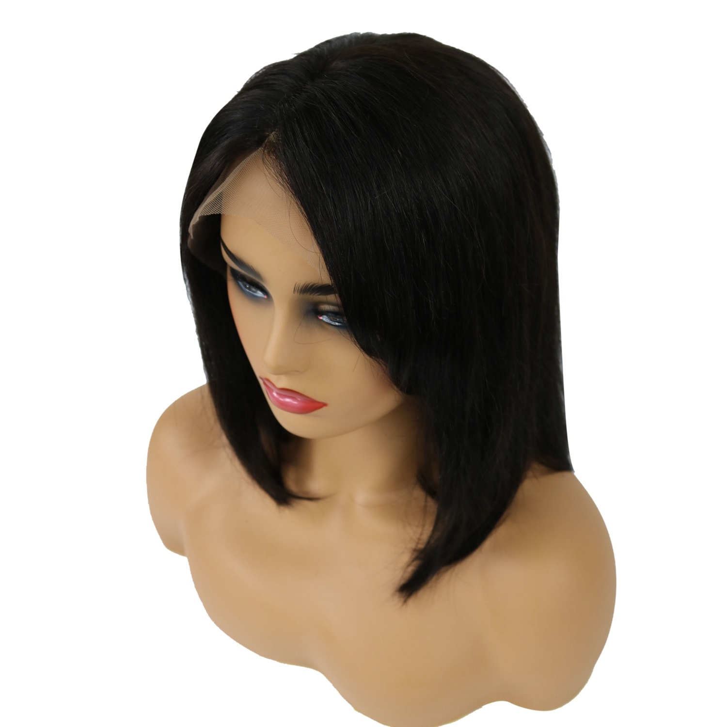 Medium Straight Lace Front Wigs Human Hair 12 Inches
