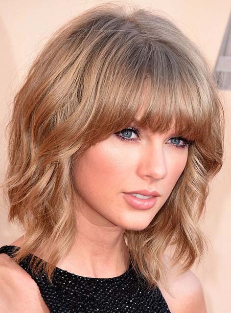 Taylor Swift Medium Bob Wave Hairstyle Capless Human Hair Wig 12 Inches