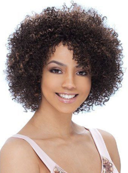 Top Quality Short Kinky Curly Capless Synthetic Hair Wig 10 Inches