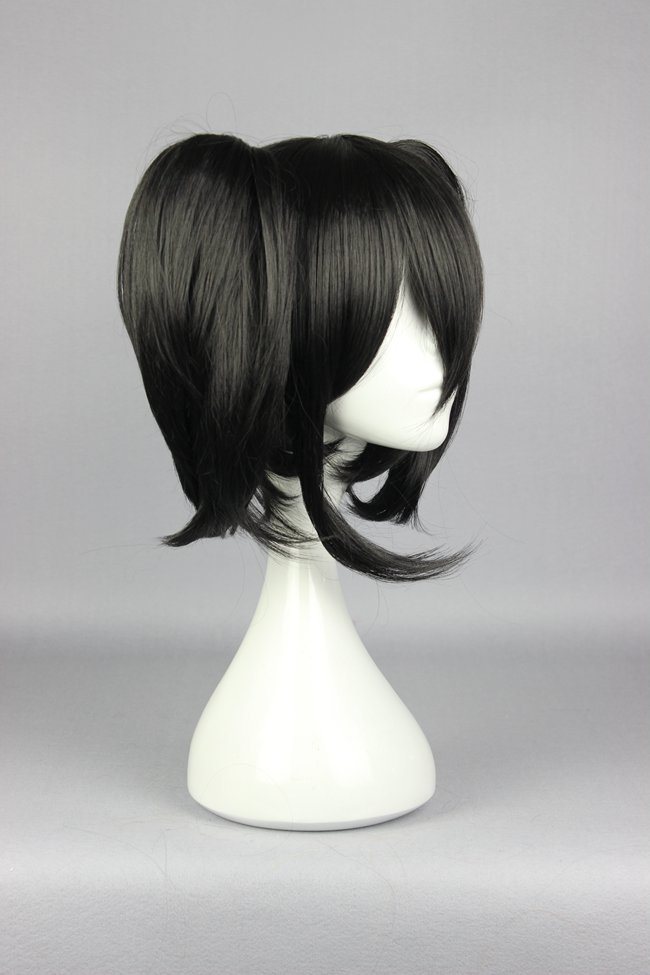 Short Straight Black Love Live Cosplay Wig with Two Ponytails