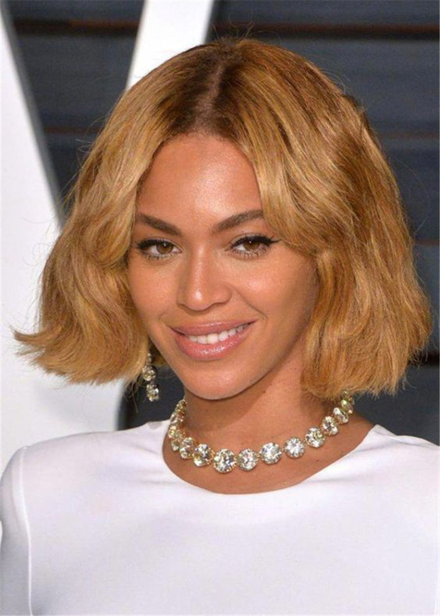 Beyonce Hairstyles Short Bob Wavy Synthetic Hair Women Wig 10 Inches