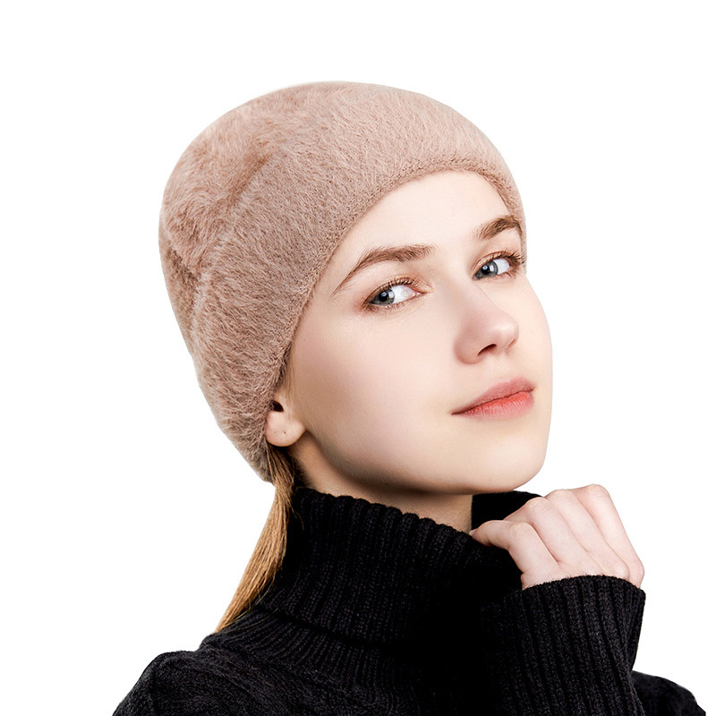 Adult Women's Patchwork Embellishment Plain Pattern Dome Crown Cashmere Knitted Hats