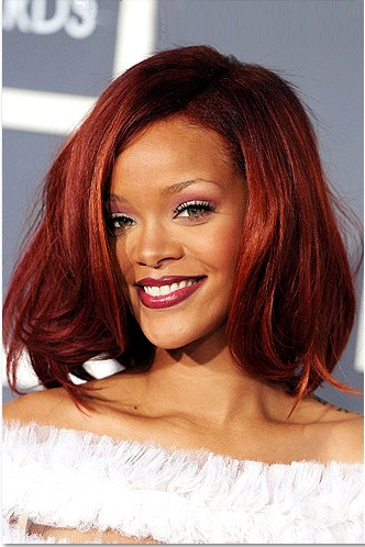 Custom Rihanna's Hair Style Medium Wavy 12 Inches Red Lace Wig