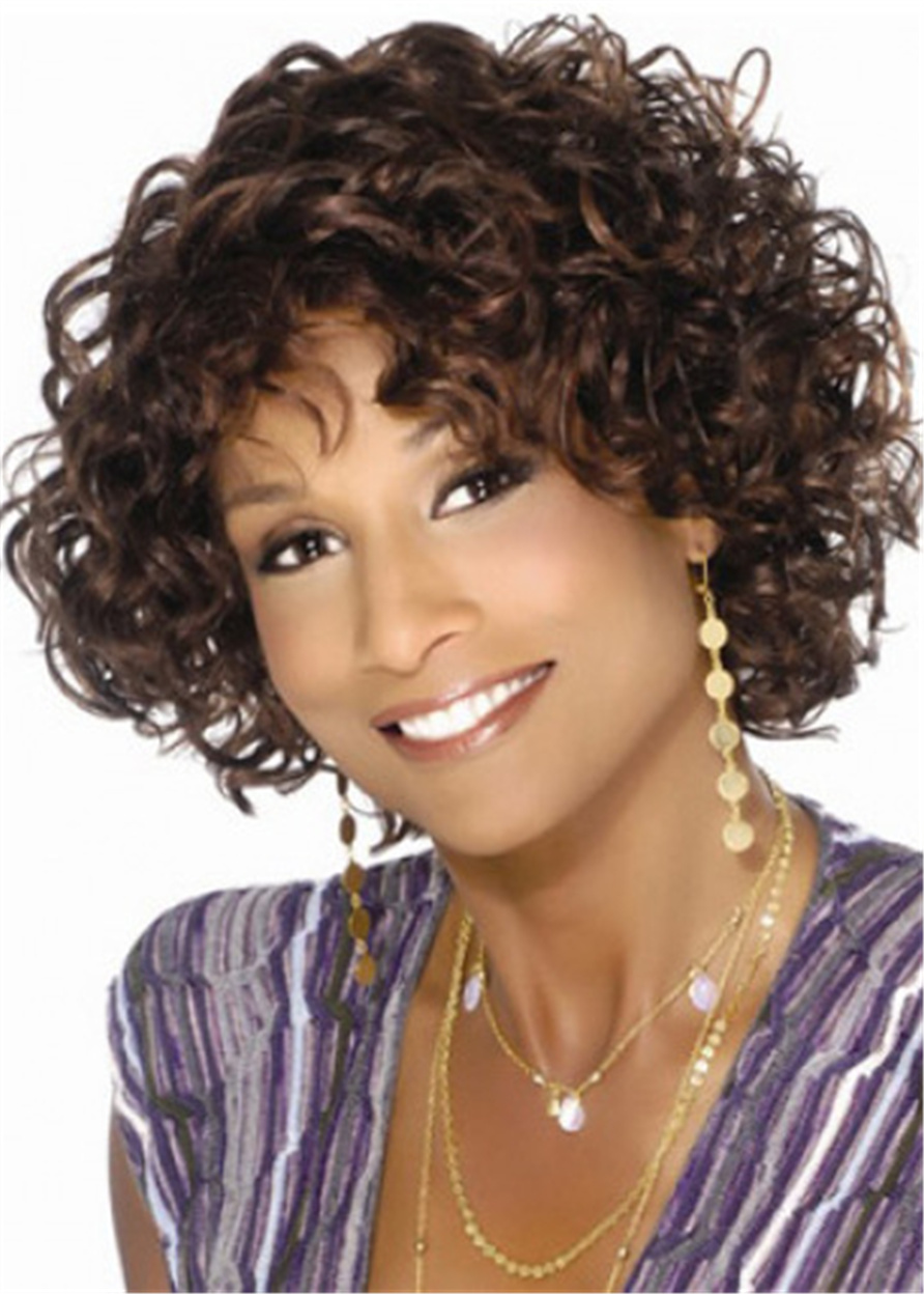 Short Bob Curly Synthetic Hair African American Capless Wig