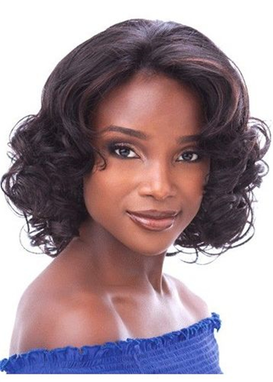 Bob Curly Layered Cut Synthetic Hair Lace Front Wig