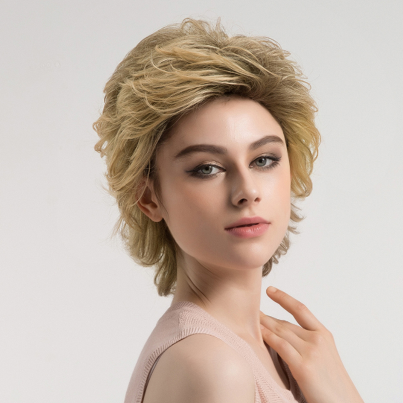 Short Flattering Layered Cut Synthetic Capless Women Wigs