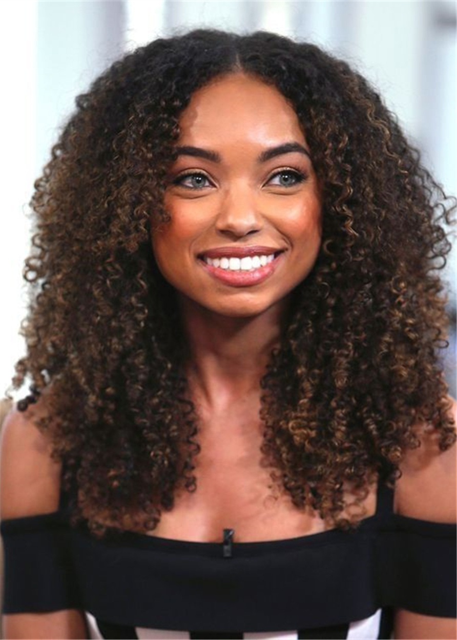 Middle Part Kinky Curly Synthetic Hair Lace Front Wig 18 Inches