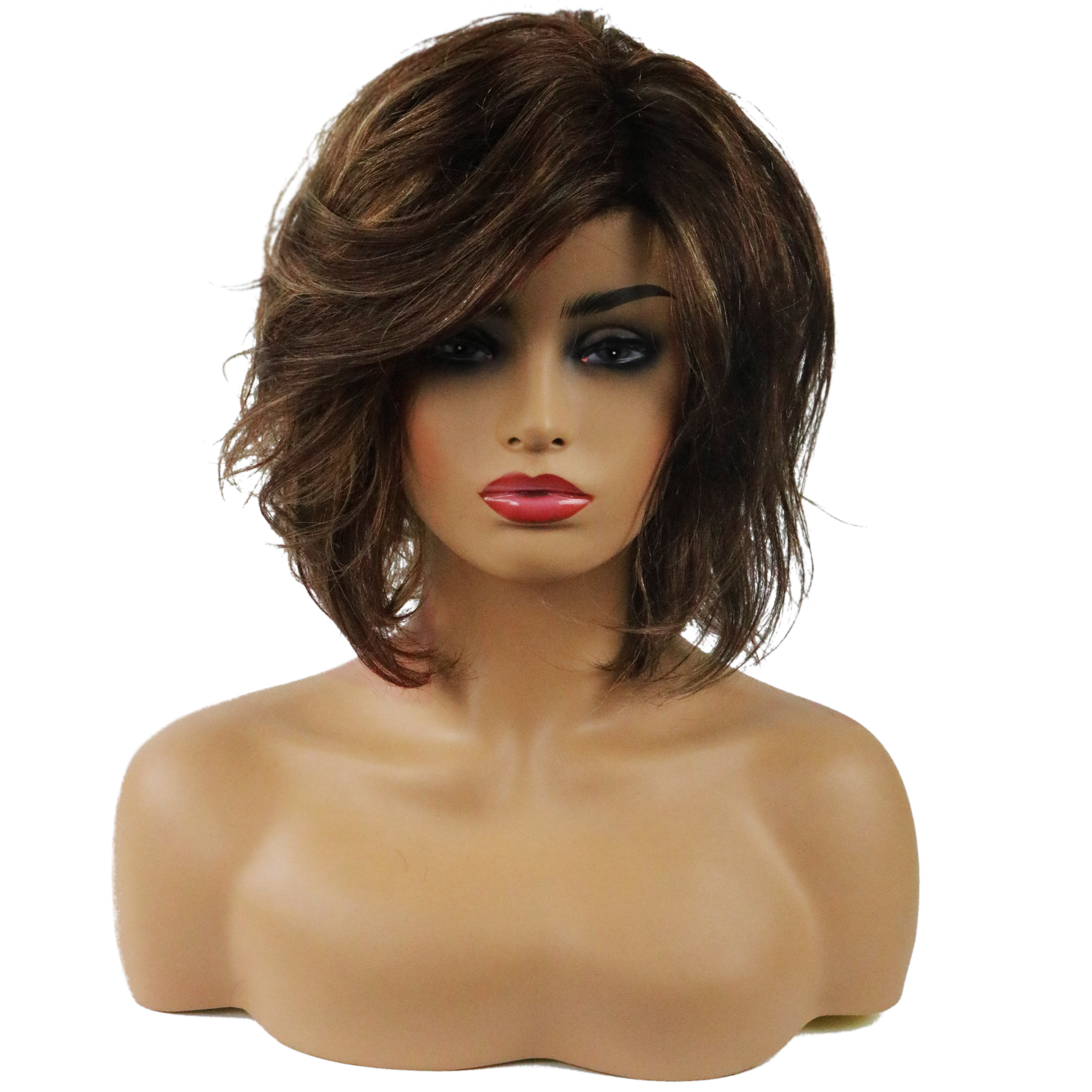 Hot Loose Wave Side Swept Human Hair Women Capless Wigs 10 Inches