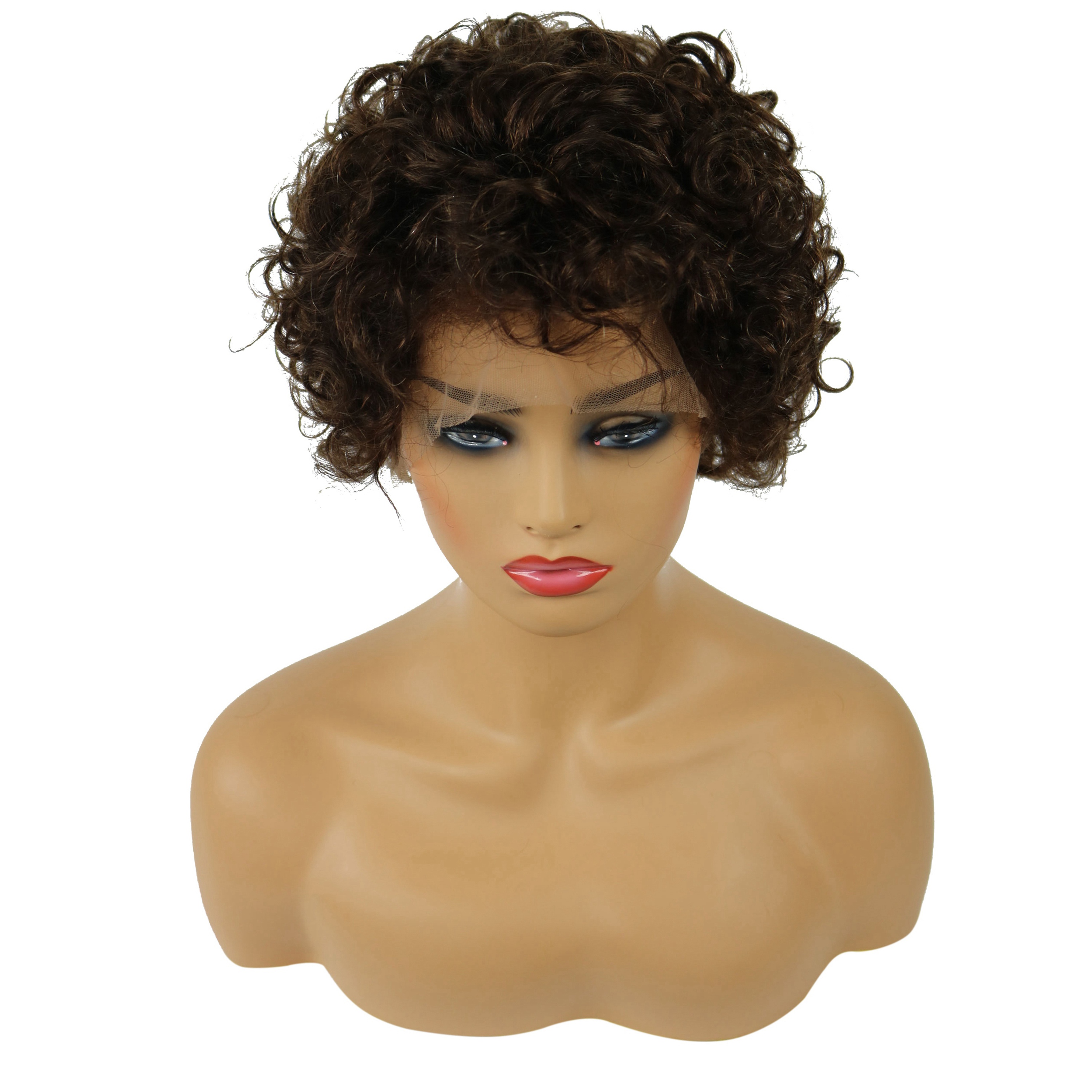 Short Curly Human Hair Full Lace Wigs for Black Women