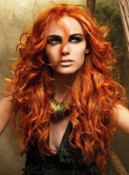 New Long Hairstyle Fashion Curly Orange-red 100% Human Hair Custom Lace Front Wig 24 Inches