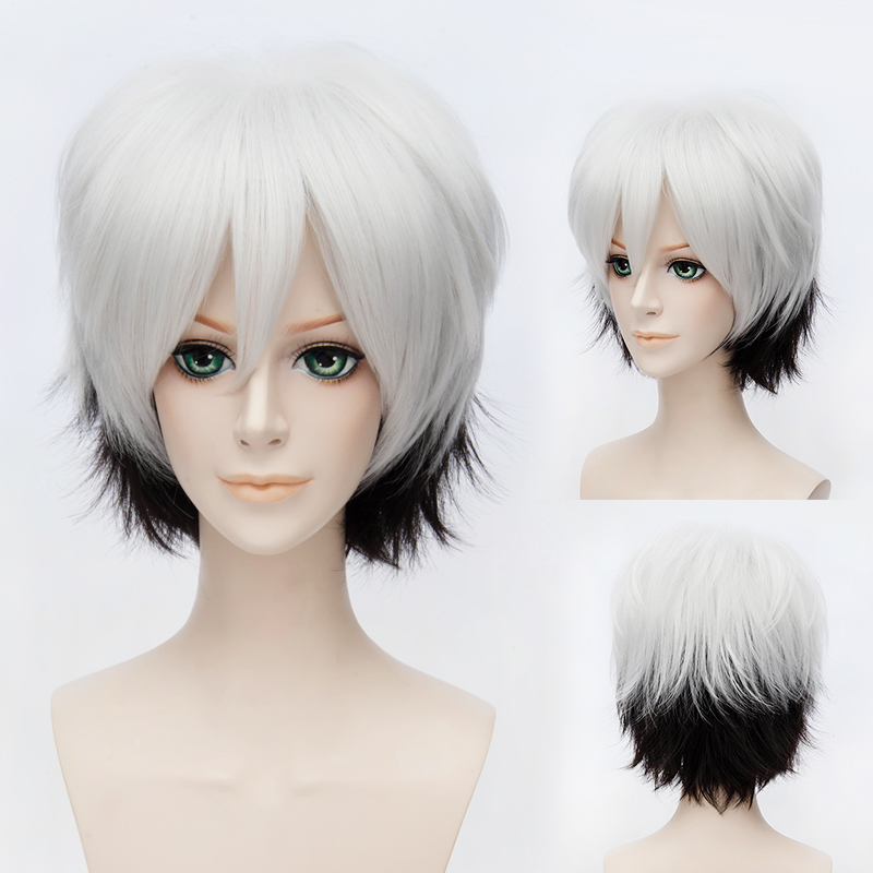Perfect Cosplay Wig Short Black and White 12 Inches