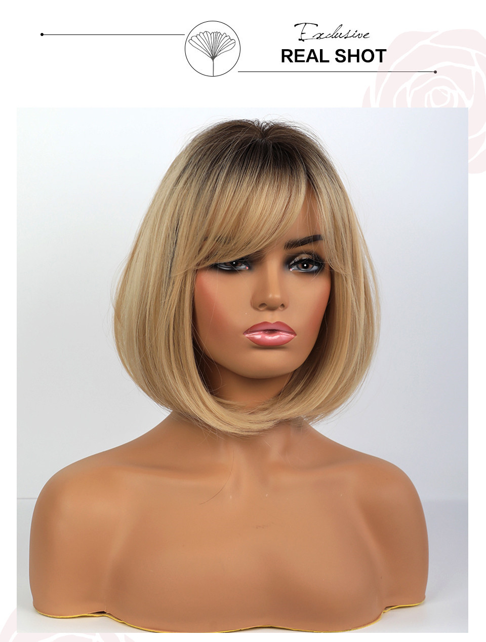 Medium Bob Style Synthetic Hair Natural Straight Wig 14 Inches