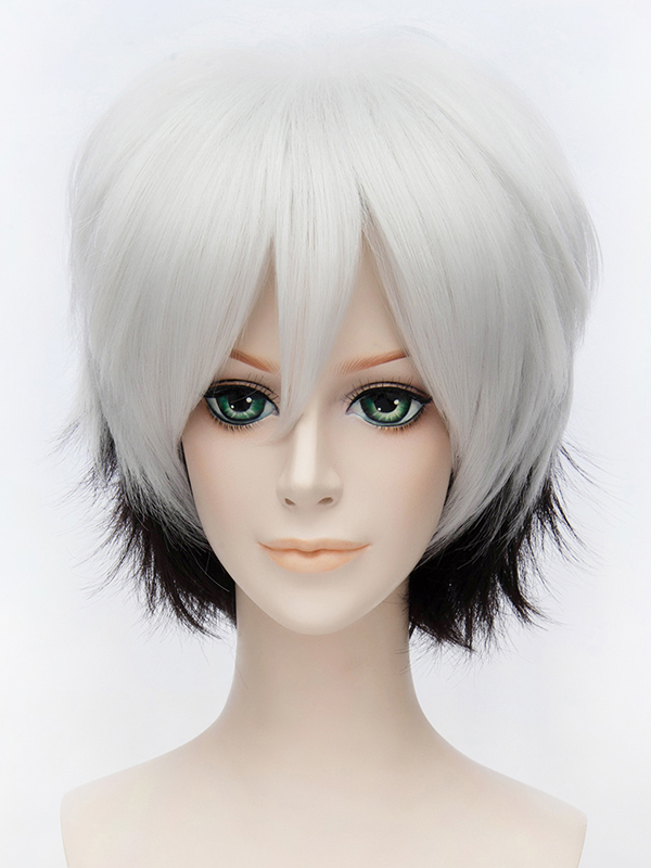 Perfect Cosplay Wig Short Black and White 12 Inches