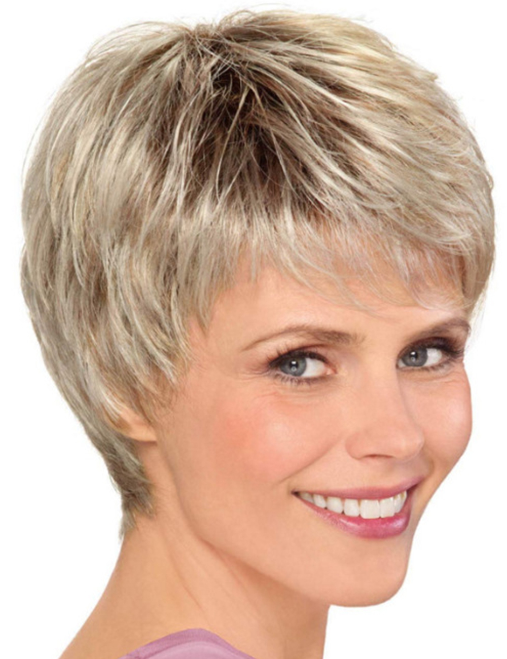 Short Choppy Layered Synthetic Hair Women Capless Wigs 10Inches