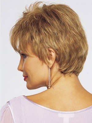 Short Straight Pixie Hairstyle Synthetic Capless Wigs for Older Women