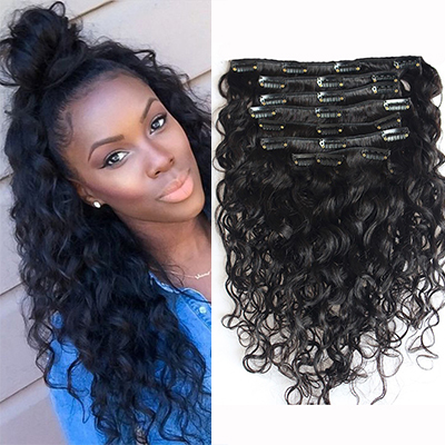 Top Quality Curly Human Hair 7 PCS Clip In Hair Extensions