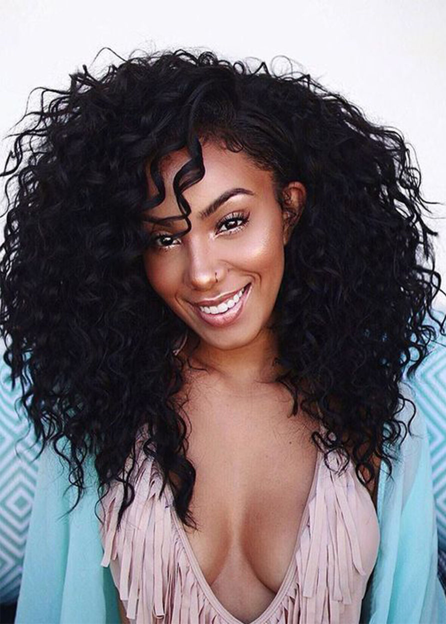 Women's Synthetic Hair Curly Wigs Lace Front Wigs Natural Afro Wigs For Black Hair 22Inch
