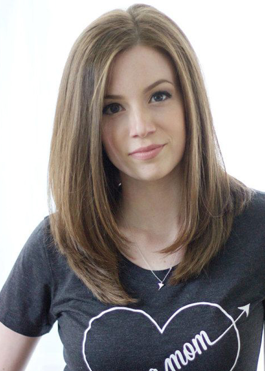 Middle-Length Middle Parted Hairstyle Natural Straight Synthetic Hair Lace Front Wigs 20 Inches
