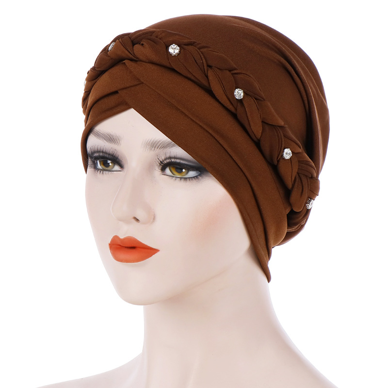 Rhinestone Pure Colour Turban For Women