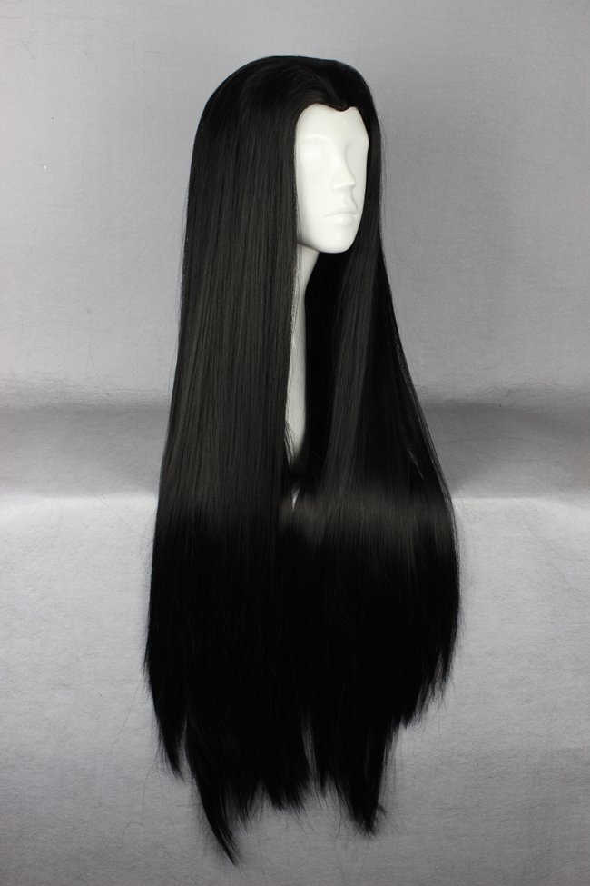 Lily Munster Hairstyle Long Straight Black Cosplay Wig 30 Inches