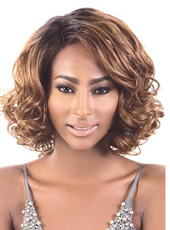Chic Professional Custom African American Hairstyle Medium Curly Lace Front Wigs 12 Inches