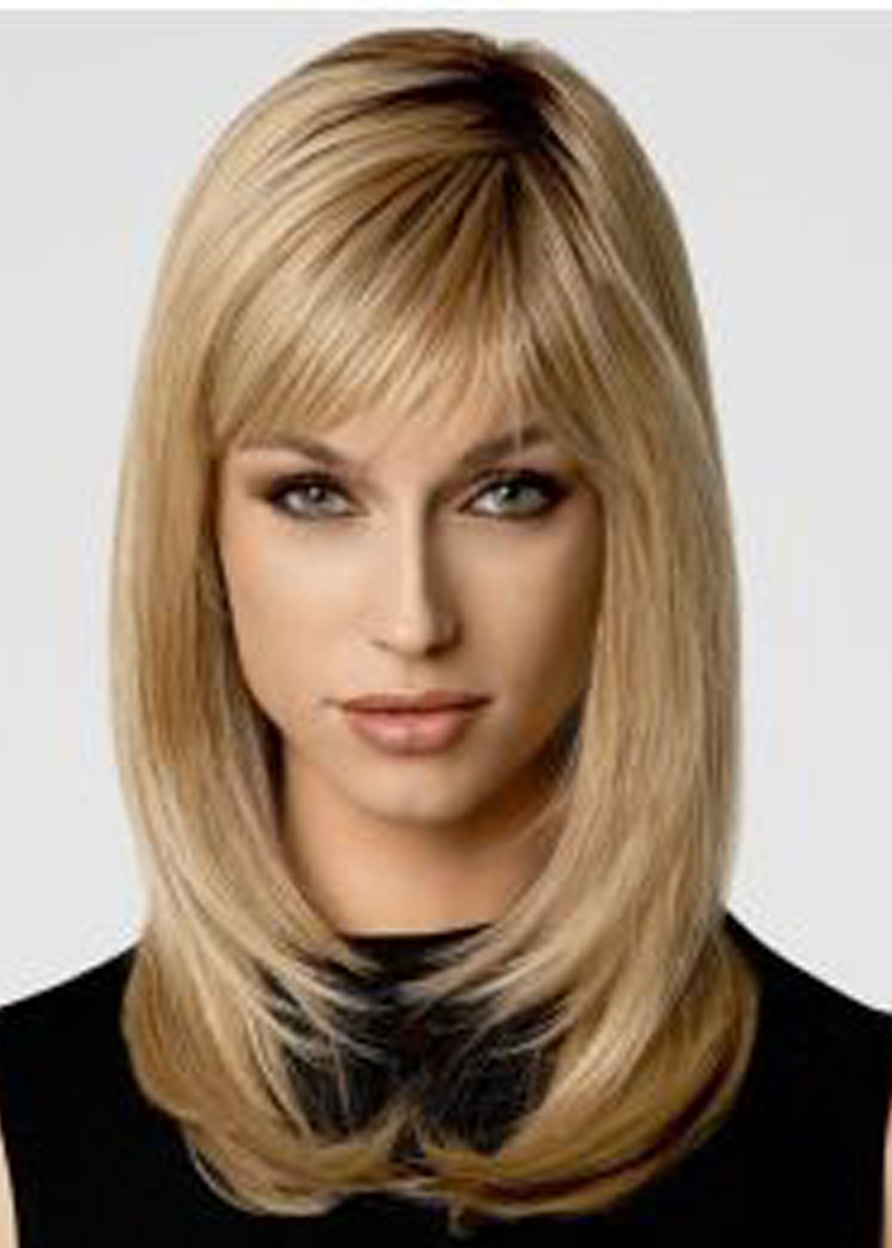 Classical Bob Top Quality Natural Straight Medium Synthetic Hair Capless Wigs 14 Inches