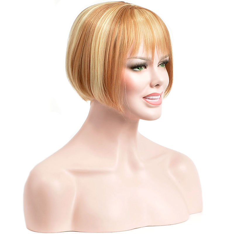 New Fashion Cool Extreme Short Straight Bob Cut Mixed Color Wig with Bang Makes You More Attractive