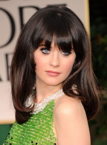 Fabulous Amazing Zooey Deschanel Hairstyle Long Straight 100% Human Hair Wig 16 Inches