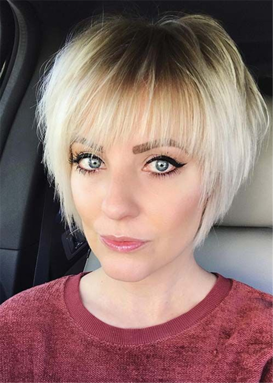Short Layered Hairstyle Synthetic Wig With Bangs 10 Inches