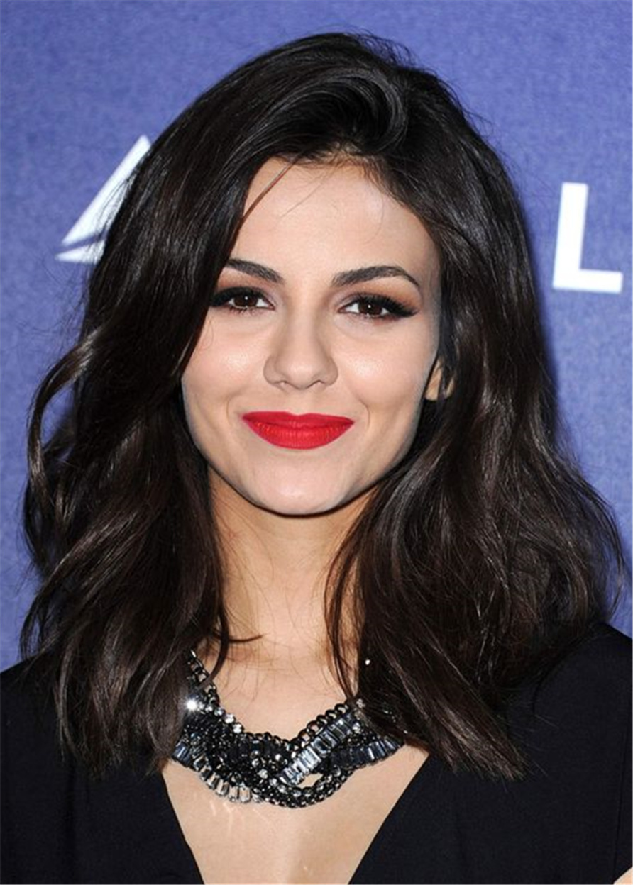 Victoria Justice Mid-Length Hairstyle Human Hair Capless Wig